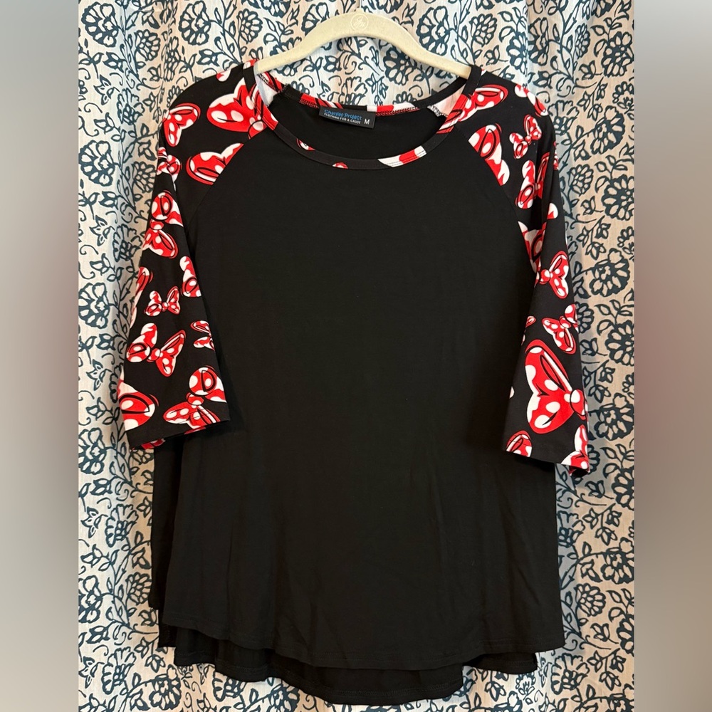 Minnie Ears Black and Red Women's Raglan Top